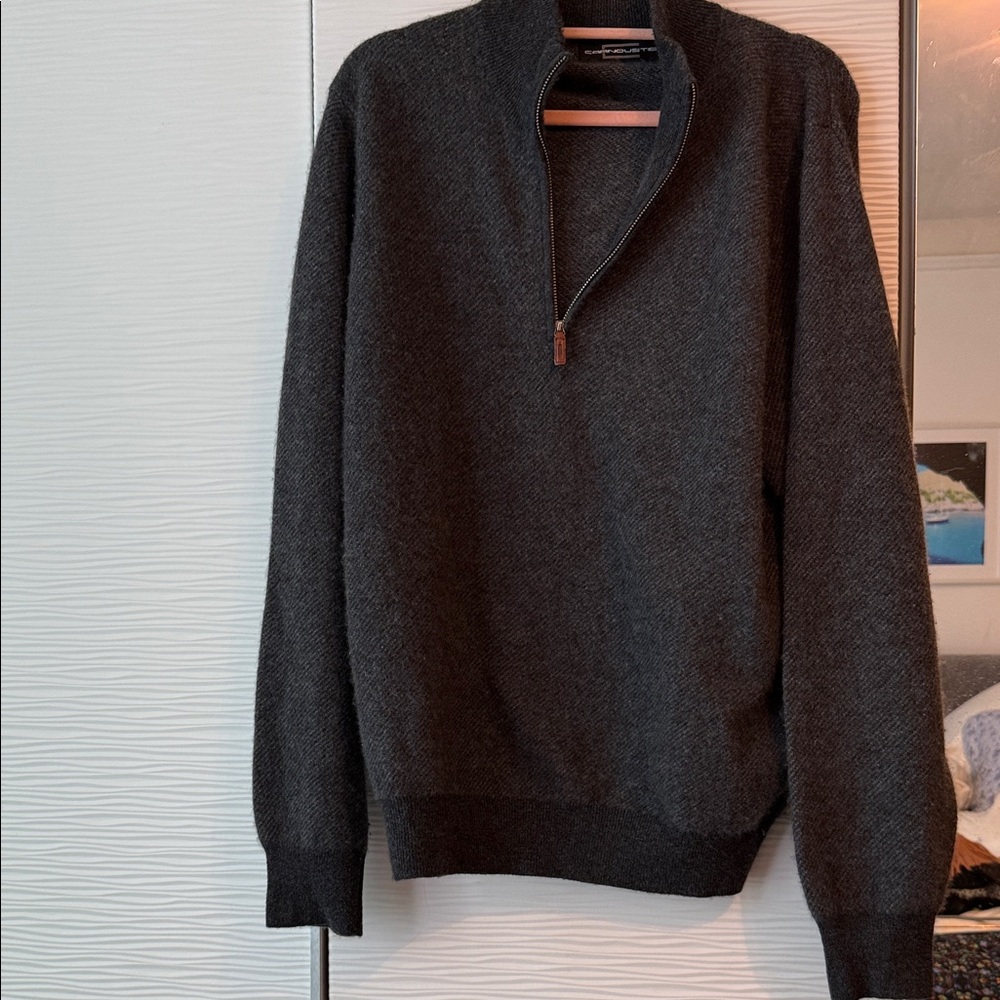 Men's Dark Gray Zip-Up Sweater